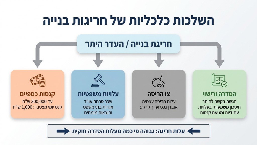 נוצר על ידי מודל בינה מלאכותית Gemini Pro חישוב קנסות ועלויות בגין חריגות בנייה