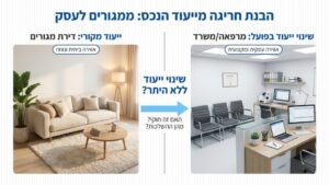 המחשה של הסבת דירת מגורים למשרד או מרפאה המהווה שינוי ייעוד