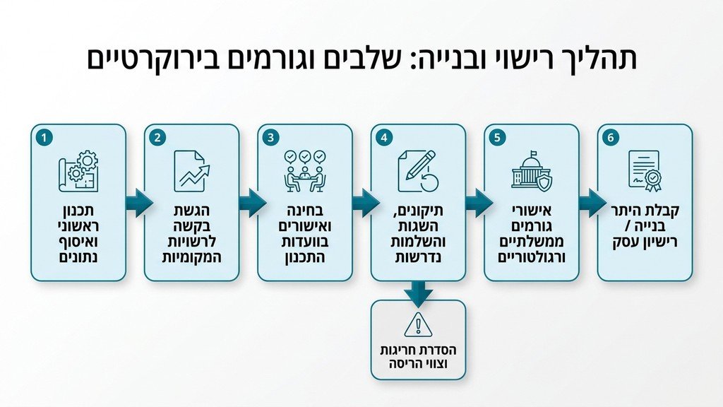שרטוטים אדריכליים ותוכניות עבודה מונחים על שולחן לאישור מוסד חינוכי