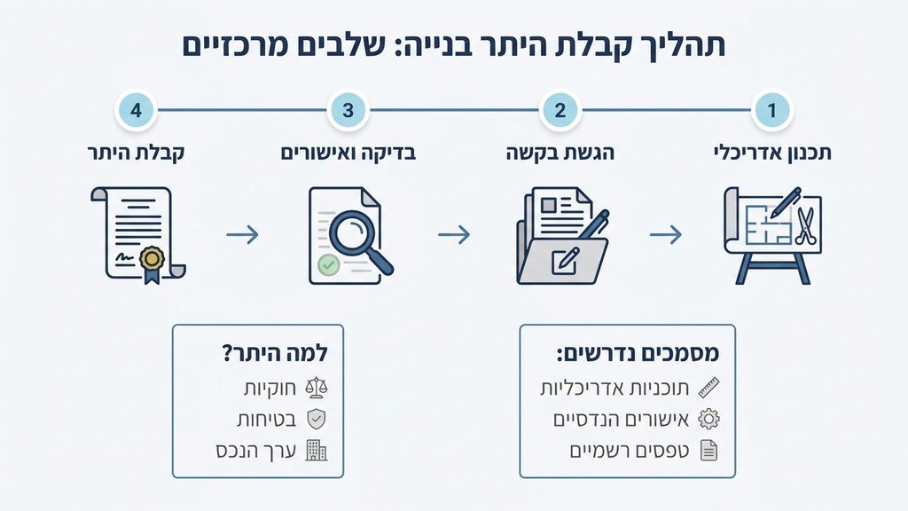 תוכניות אדריכליות להיתר בנייה מונחות על שולחן שרטוט