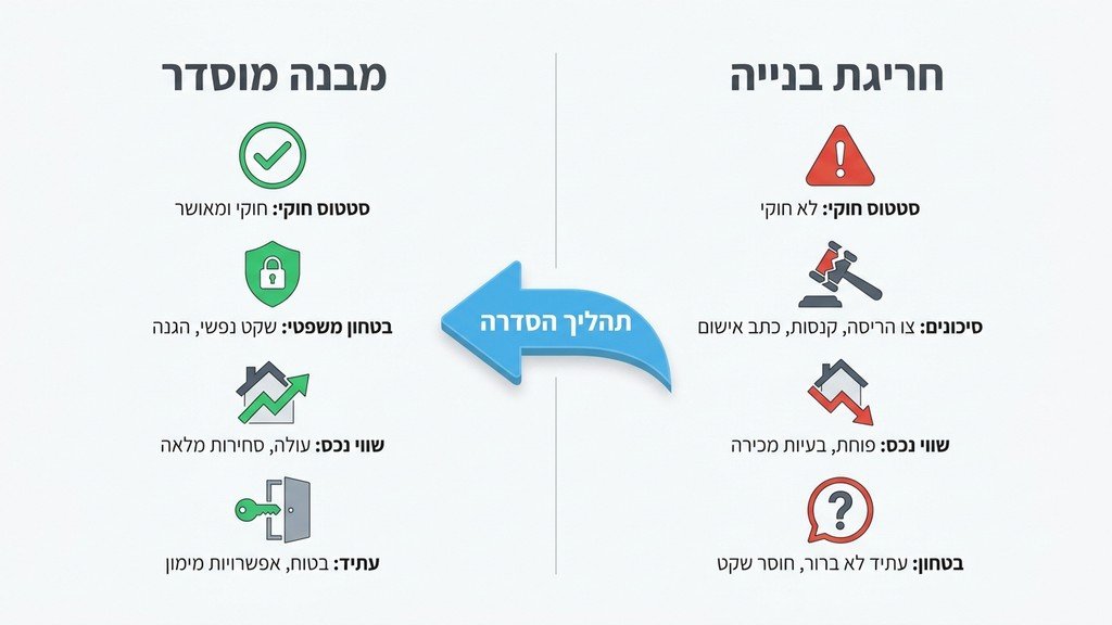 מבנה בתהליך שיפוץ והסדרה חוקית