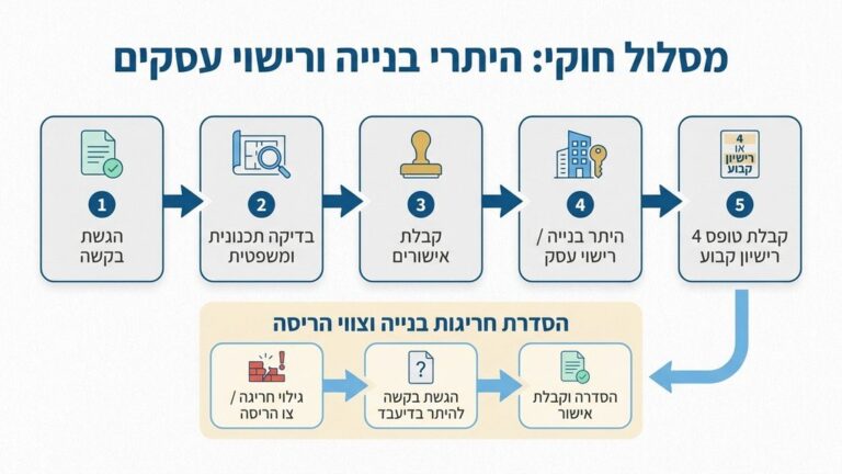 מסמכים משפטיים ותוכניות אדריכליות להסדרת מבנה