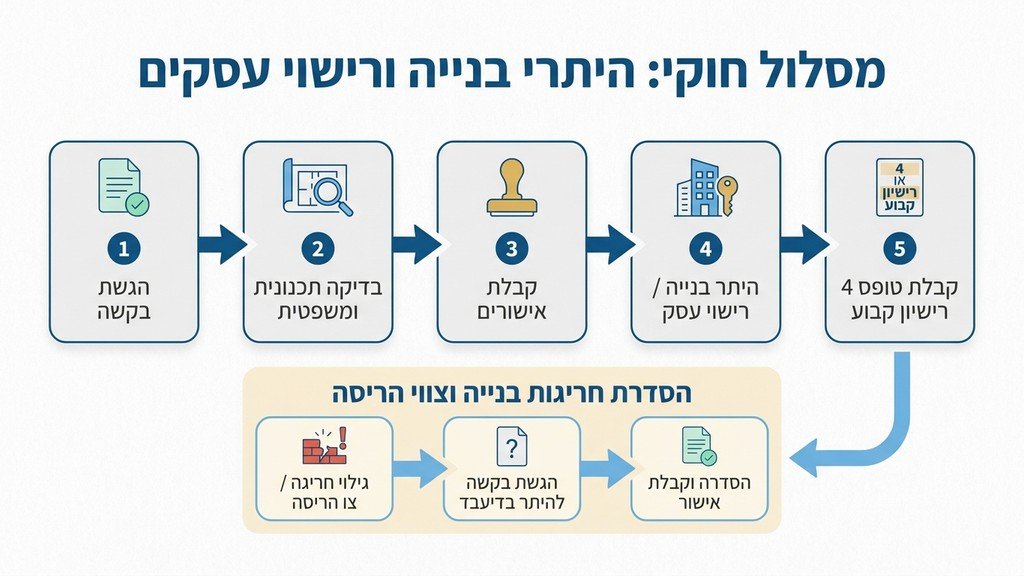 מסמכים משפטיים ותוכניות אדריכליות להסדרת מבנה