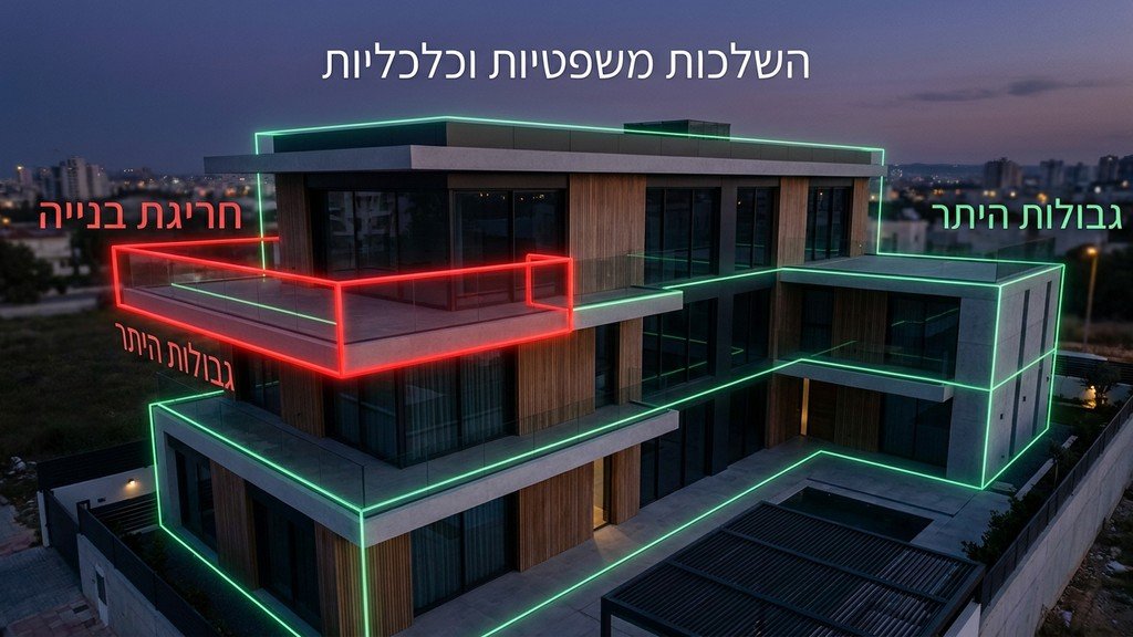 נוצר על ידי מודל בינה מלאכותית Gemini Pro השלכות של חריגות בנייה וצווי הריסה על הנכס