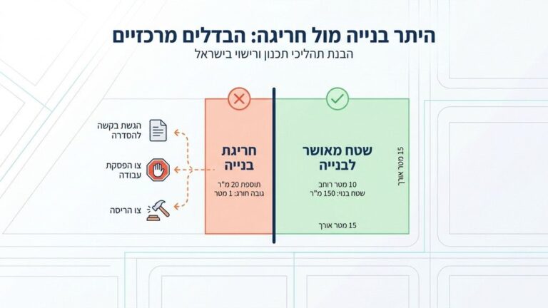 תוכניות בניין עיר והיתרי בנייה על שולחן עבודה מקצועי