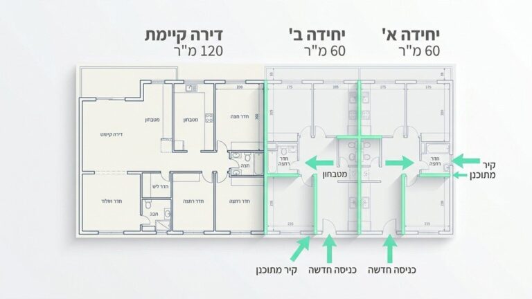 תוכנית אדריכלית המציגה היתר לפיצול דירה